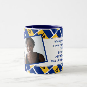 BARBADOS FLAG Photo Template Add Your Text Two-Tone Coffee Mug