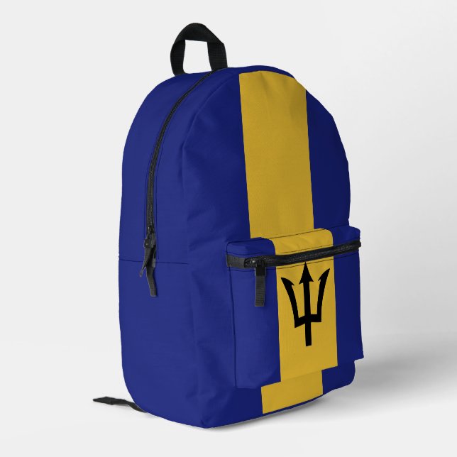 Barbados flag printed backpack (Back Corner Left)