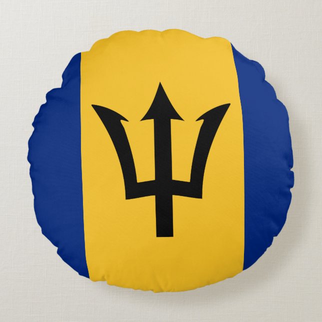Barbados Flag Round Cushion (Front)