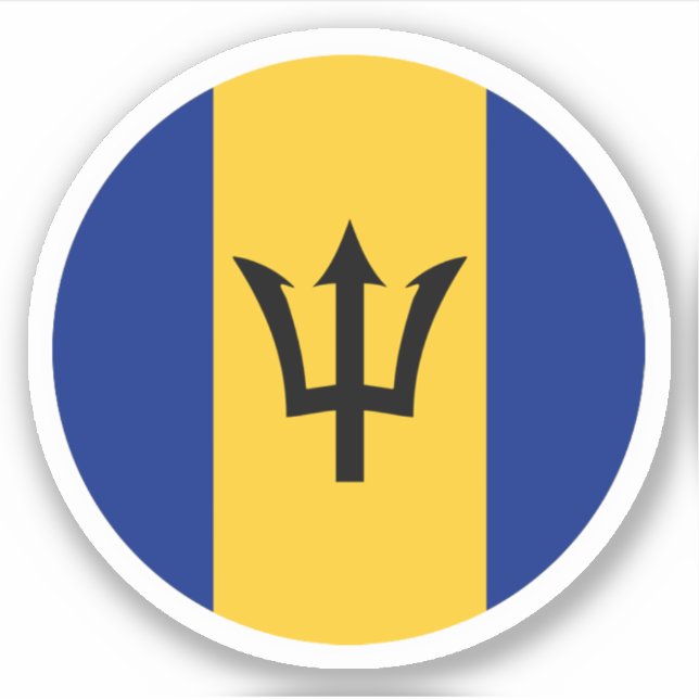 Barbados Flag Round Sticker (Front)