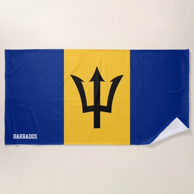 Barbados Flag Splendid Patriotic Beach Towel (Front)