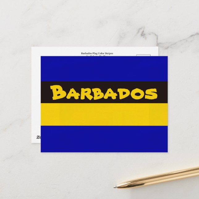 Barbados Flag Stripe Colours  Postcard (Front/Back In Situ)