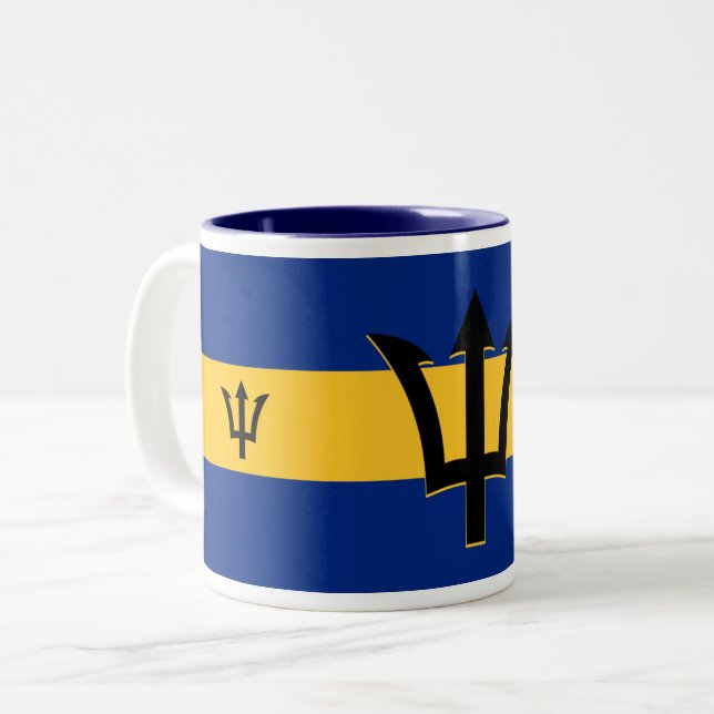 Barbados Flag Two-Tone Coffee Mug (Front Left)