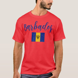 Barbados Flag Vintage Handwriting Style T-Shirt