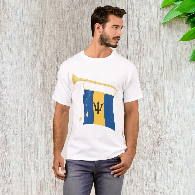 Barbados Flag with Bugle Patriotic Caribbean  T-Shirt (Creator Uploaded)