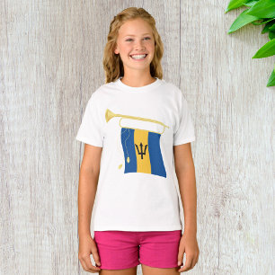 Barbados Flag with Bugle Patriotic Caribbean  T-Shirt