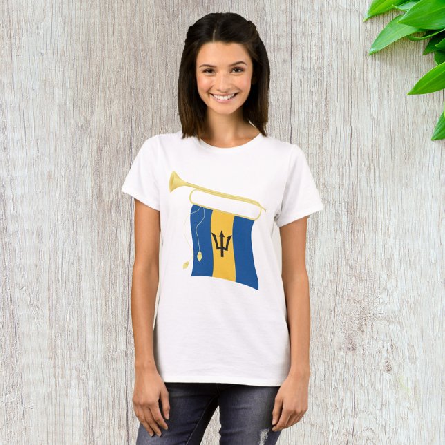 Barbados Flag with Bugle Patriotic Caribbean  T-Shirt (Creator Uploaded)