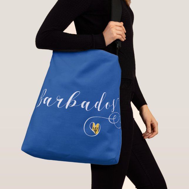 Barbados Heart Flag, Barbadian Crossbody Bag (Close Up)