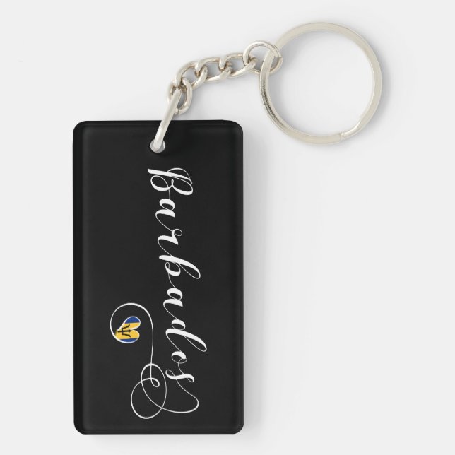 Barbados Heart Flag, Barbadian Key Ring (Back)