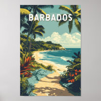 Barbados Illustration Travel Art Vintage
