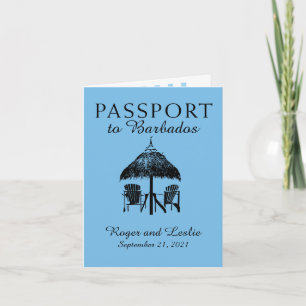 Barbados Light Blue Wedding Passport Invitation