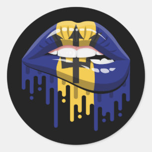 Barbados lips pride root flag classic round sticker