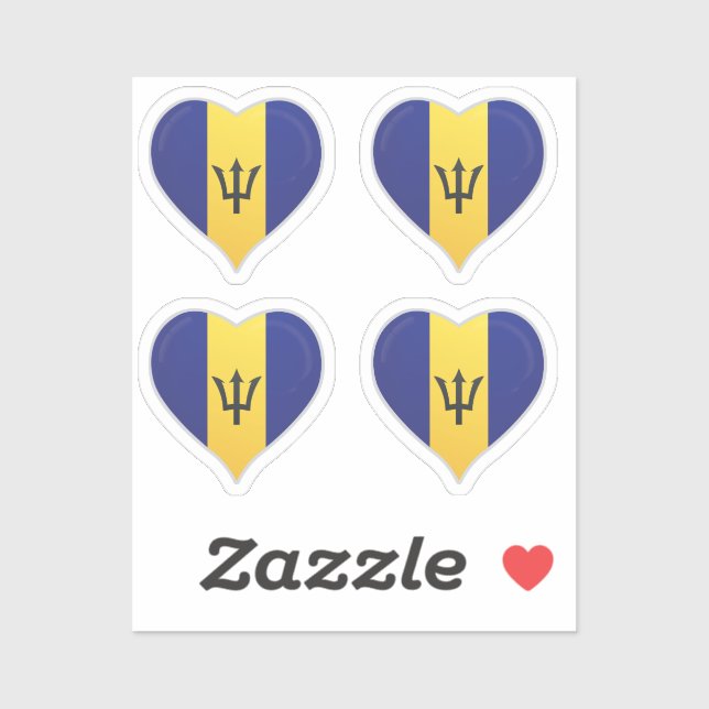 Barbados love flag pride heart sticker (Sheet)