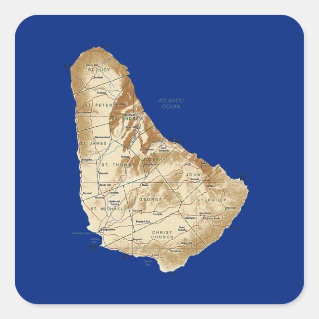 Barbados Map Sticker (Front)