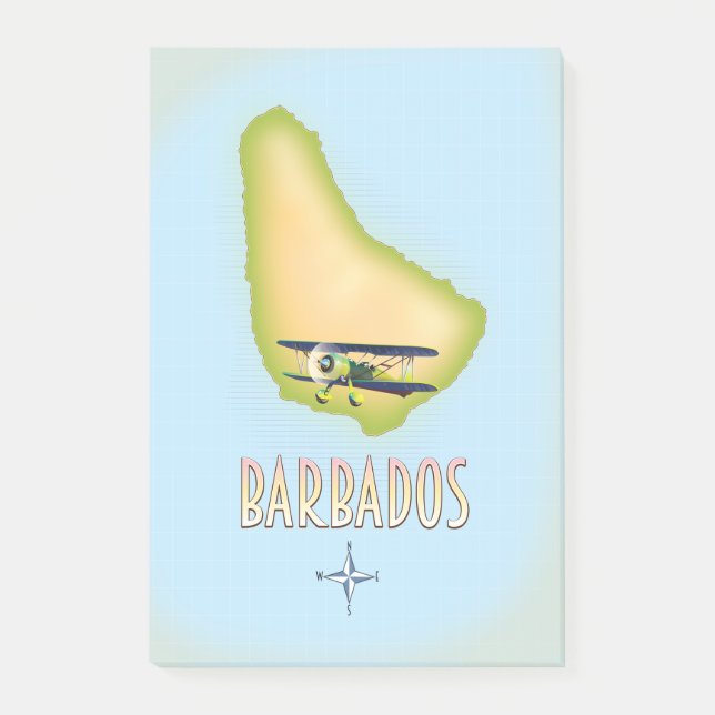 Barbados Map vintage travel poster. Post-it Notes (Front)