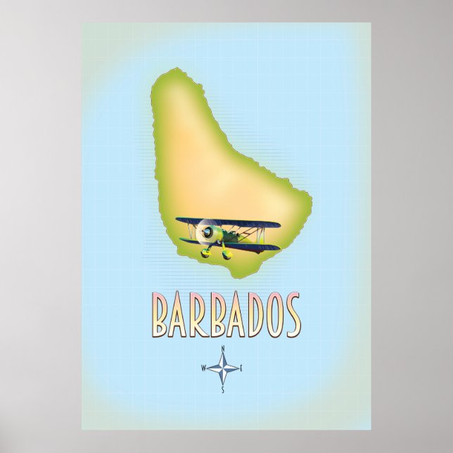 Barbados Map vintage travel poster. Poster (Front)