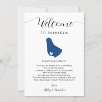 Barbados Map Wedding Welcome Letter Itinerary Card