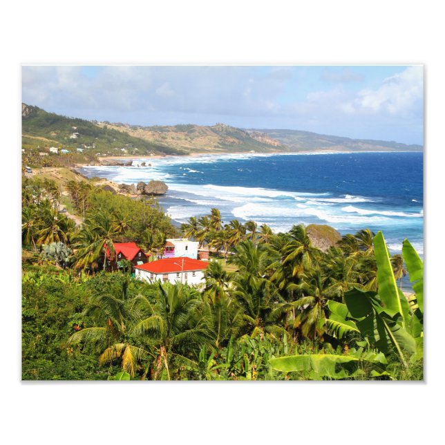Barbados, ocean, beach, mountains, surf, tropical photo print (Front)