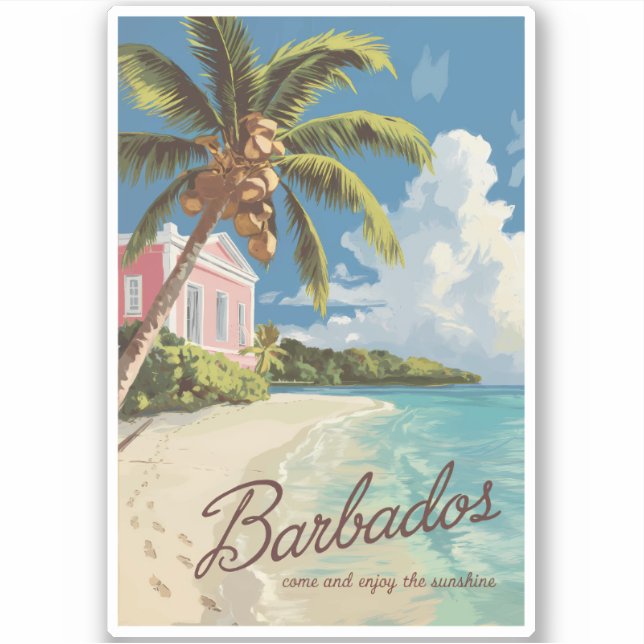 Barbados Painterly Travel Art Vintage (Front)