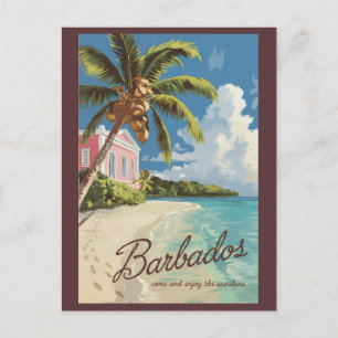 Barbados Painterly Travel Art Vintage Postcard