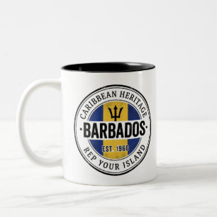 Barbados Passport Stamp   Caribbean Heritage Two-Tone Coffee Mug
