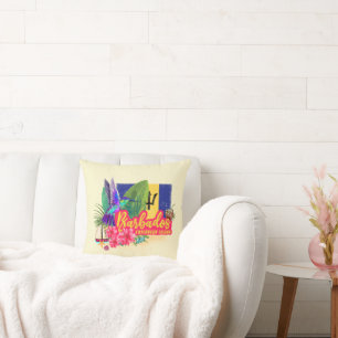 Barbados Retro Caribbean Vintage Island Souvenir Cushion