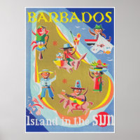 Barbados Retro Vintage Travel Poster