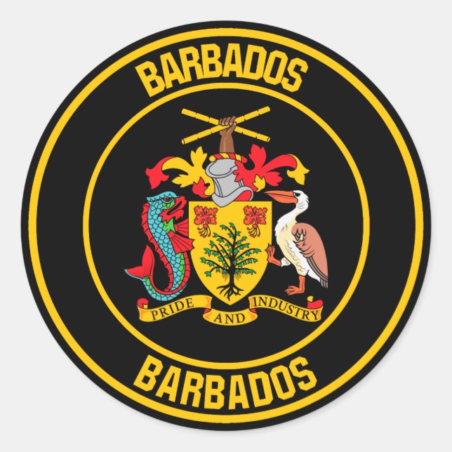 Barbados Round Emblem Classic Round Sticker (Front)