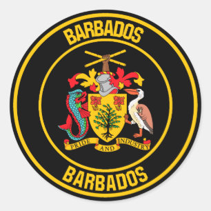 Barbados Round Emblem Classic Round Sticker