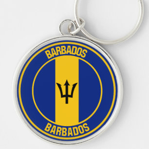 Barbados Round Emblem Key Ring