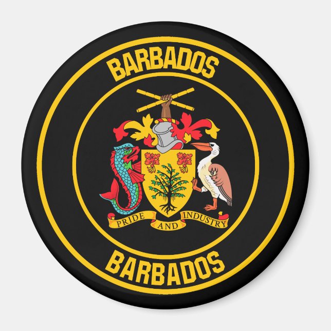 Barbados Round Emblem Magnet (Front)