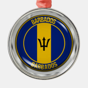 Barbados Round Emblem Metal Ornament