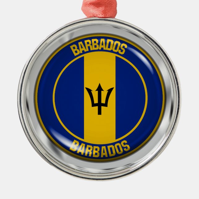 Barbados Round Emblem Metal Ornament (Front)