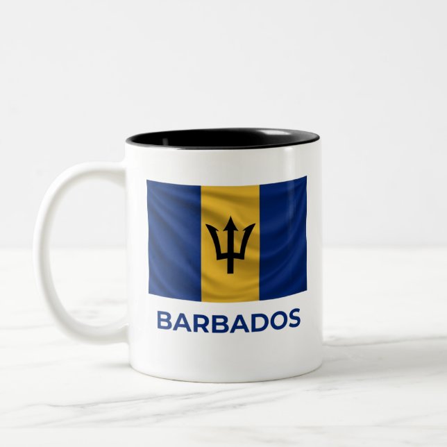 Barbados Simple Flag | Everyday Pride Two-Tone Coffee Mug (Left)