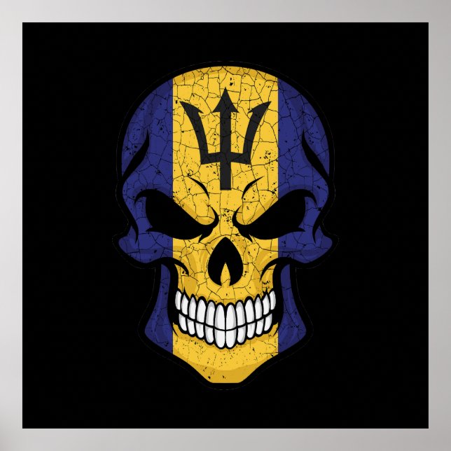 Barbados Smiling Skull Flag  Poster (Front)