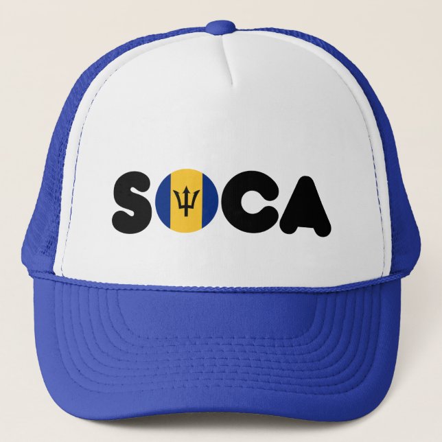 Barbados Soca Music Bajan Flag Barbadian Caribbean Trucker Hat (Front)
