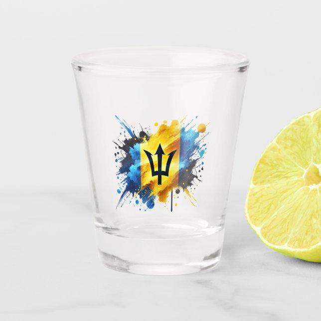 Barbados Splash Effect Flag Shot Glass (Front)