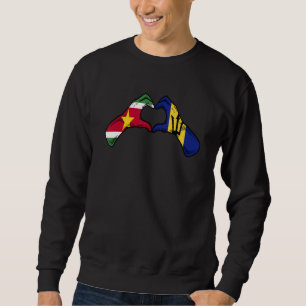 Barbados Suriname Flag Barbadians Surinamese Heart Sweatshirt