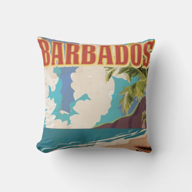 Barbados travel poster cushion (Front)