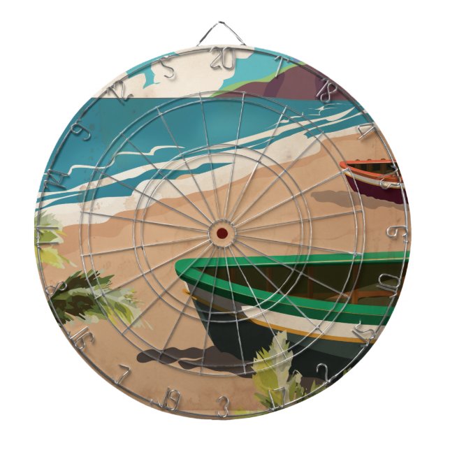 Barbados travel poster dartboard (Front)