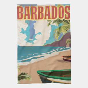 Barbados travel poster tea towel