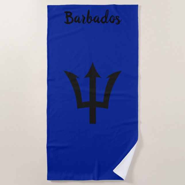 Barbados Trident blue Beach Towel (Front)