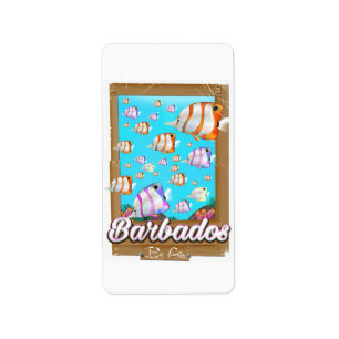 Barbados Tropical Fish travel poster Label