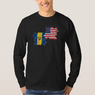 Barbados USA Barbadian American Flag T-Shirt