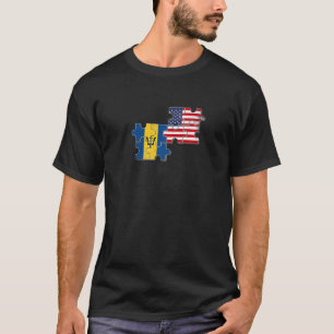 Barbados USA Barbadian American Flag T-Shirt