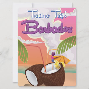 Barbados Vacation Cartoon travel poster Invitation