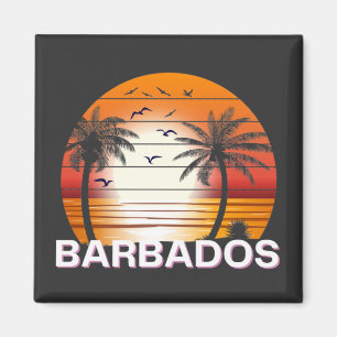 Barbados Vintage Palm Trees Summer Beach Magnet