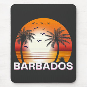 Barbados Vintage Palm Trees Summer Beach Mouse Pad