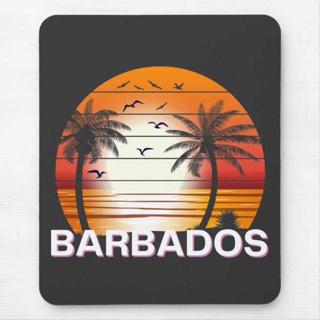 Barbados Vintage Palm Trees Summer Beach Mouse Pad (Front)