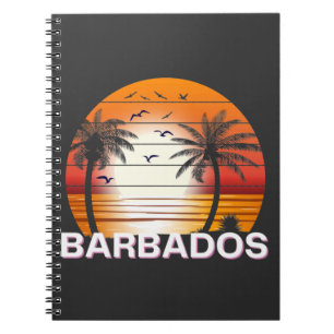 Barbados Vintage Palm Trees Summer Beach Notebook
